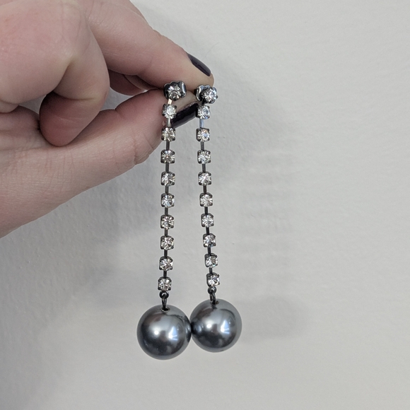 Avon Jewelry - Avon Silver and Gray Dangle Earrings